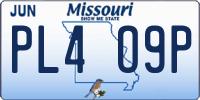 MO license plate PL4O9P