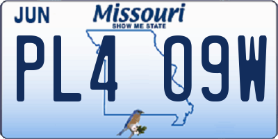 MO license plate PL4O9W
