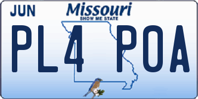 MO license plate PL4P0A