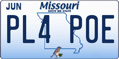 MO license plate PL4P0E