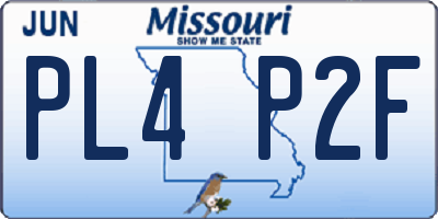 MO license plate PL4P2F