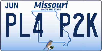 MO license plate PL4P2K