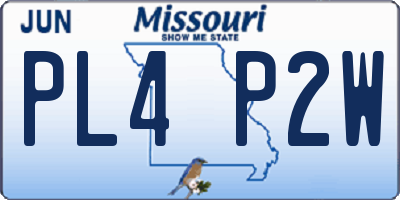 MO license plate PL4P2W