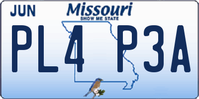MO license plate PL4P3A