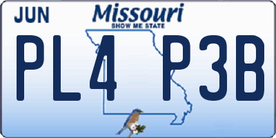 MO license plate PL4P3B