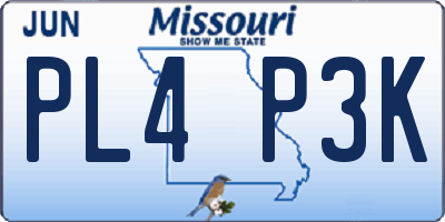 MO license plate PL4P3K