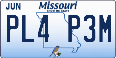 MO license plate PL4P3M