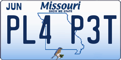 MO license plate PL4P3T