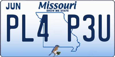 MO license plate PL4P3U