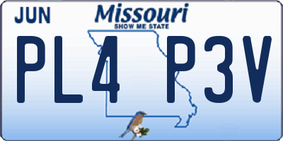 MO license plate PL4P3V