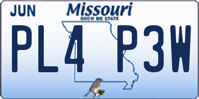 MO license plate PL4P3W