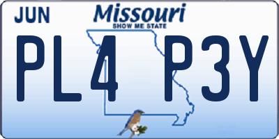 MO license plate PL4P3Y