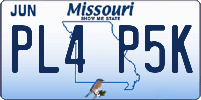 MO license plate PL4P5K