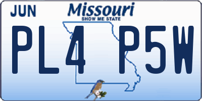 MO license plate PL4P5W