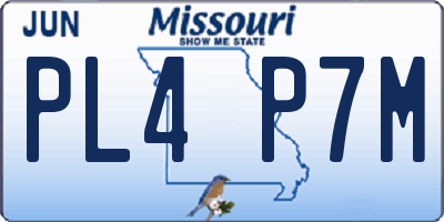 MO license plate PL4P7M