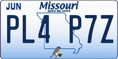 MO license plate PL4P7Z