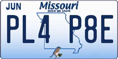 MO license plate PL4P8E