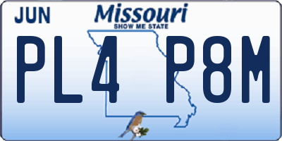 MO license plate PL4P8M