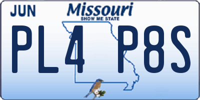 MO license plate PL4P8S