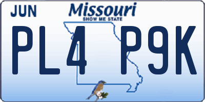 MO license plate PL4P9K