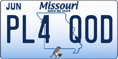 MO license plate PL4Q0D