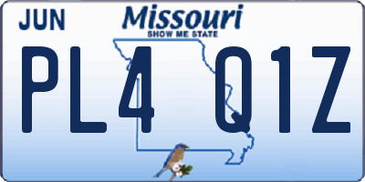 MO license plate PL4Q1Z