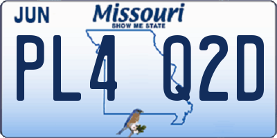 MO license plate PL4Q2D