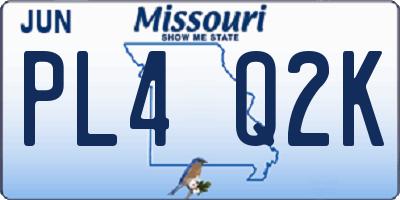 MO license plate PL4Q2K