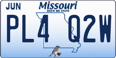 MO license plate PL4Q2W