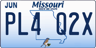 MO license plate PL4Q2X