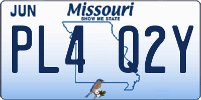 MO license plate PL4Q2Y