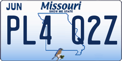 MO license plate PL4Q2Z