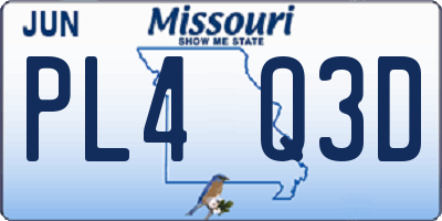 MO license plate PL4Q3D