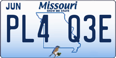 MO license plate PL4Q3E