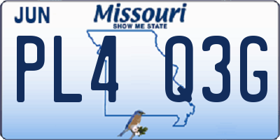 MO license plate PL4Q3G
