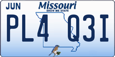 MO license plate PL4Q3I