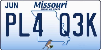 MO license plate PL4Q3K