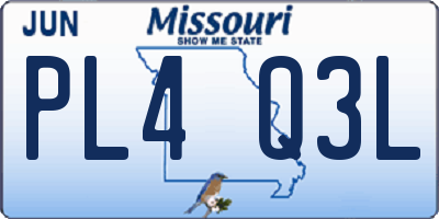 MO license plate PL4Q3L