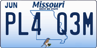 MO license plate PL4Q3M