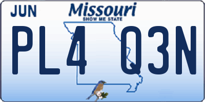 MO license plate PL4Q3N