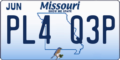 MO license plate PL4Q3P