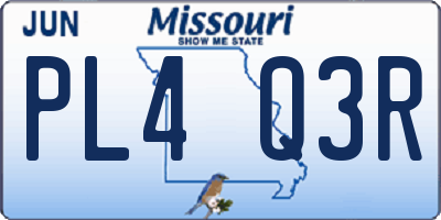 MO license plate PL4Q3R