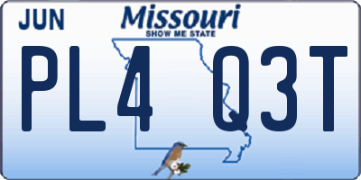 MO license plate PL4Q3T