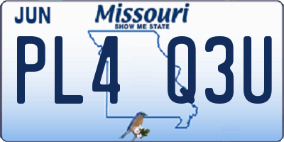 MO license plate PL4Q3U