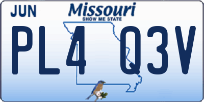 MO license plate PL4Q3V