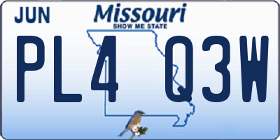 MO license plate PL4Q3W