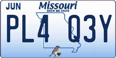 MO license plate PL4Q3Y