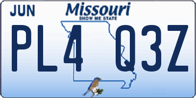 MO license plate PL4Q3Z