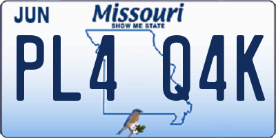 MO license plate PL4Q4K