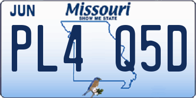 MO license plate PL4Q5D